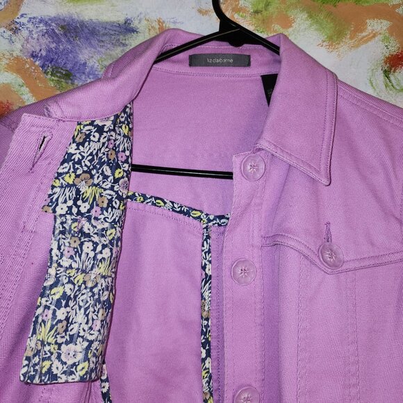 Vintage Styled Lilac Button-Front Trench Coat With Belt- Liz Claiborne - Picture 7 of 13